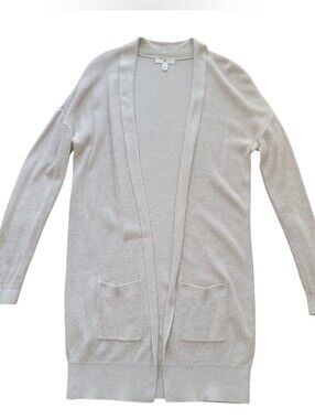 ​BP Nordstrom Womens Cotton Viscose Ribbed Knit Cardigan Beige Oatmeal XS Casual
